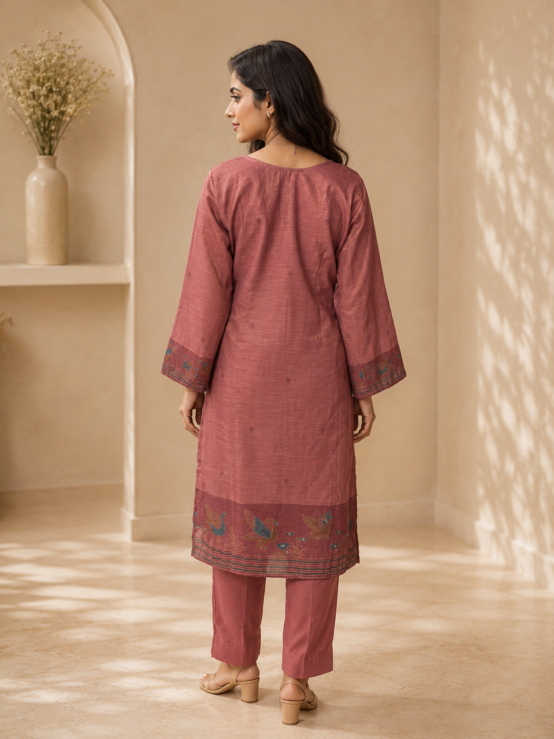 Brahmine Women's Dusty Rose Pink Silk Blend Suit Set