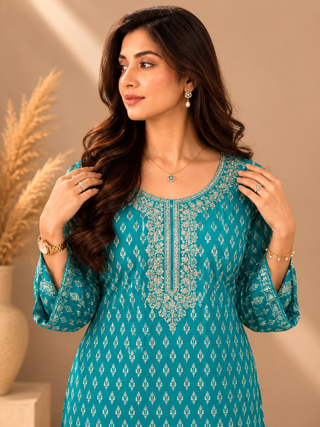 Brahmine Women's Sky Blue Pure Cotton Suit Set