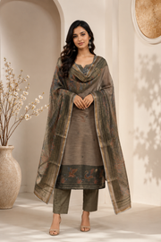 Brahmine Women's Smokey Grey Silk Blend Suit Set