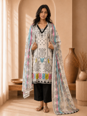 Brahmine Women's Black & White Cotton Suit Set