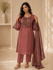 Brahmine Women's Dusty Rose Pink Silk Blend Suit Set