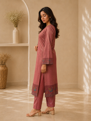 Brahmine Women's Dusty Rose Pink Silk Blend Suit Set