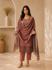 Brahmine Women's Dusty Rose Pink Silk Blend Suit Set